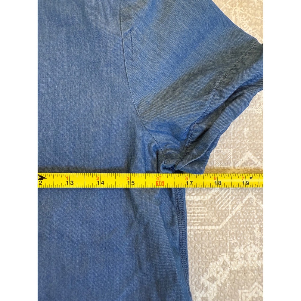 J Crew Chambray Denim Tunic Shirt Top Short Sleeve Blue Womens XS - Picture 3 of 6